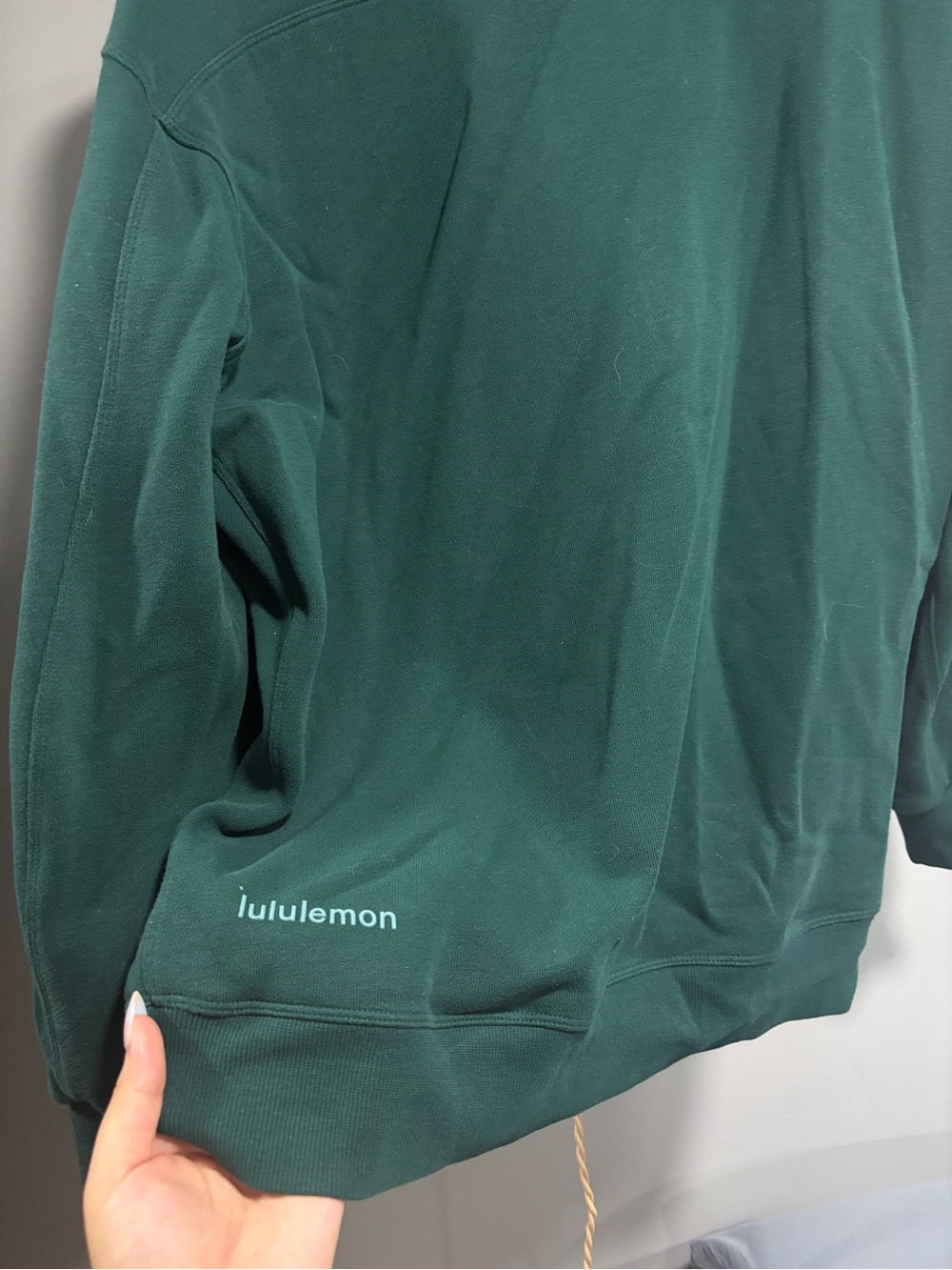 lululemon athletica Forest Green Crewneck Sweatshirt with Light Teal Logo - Picture 2 of 2